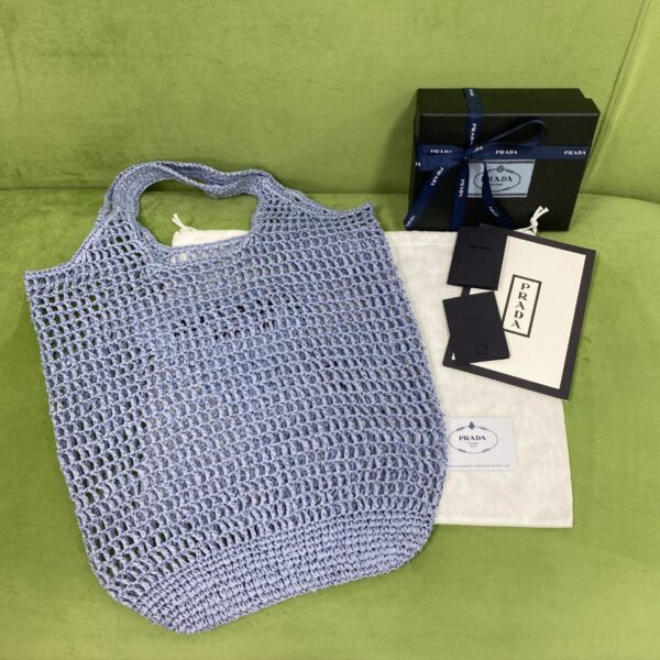 Prada Raffia Tote Bag Light Blue For Women, Women's Bags 20in/51cm 1BG424_2A2T_F0076_V_OOO