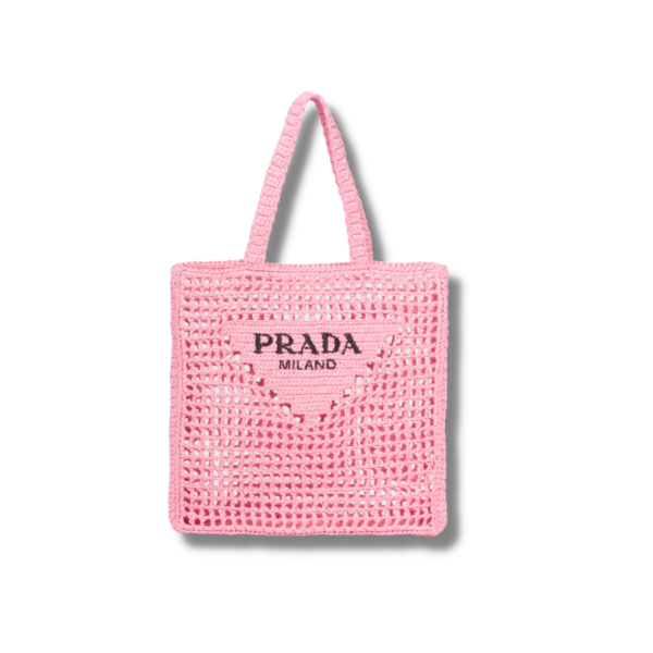 Prada Raffia Tote Bag Petal Pink For Women - 1BG393_2A2T_F0442_V_OOO