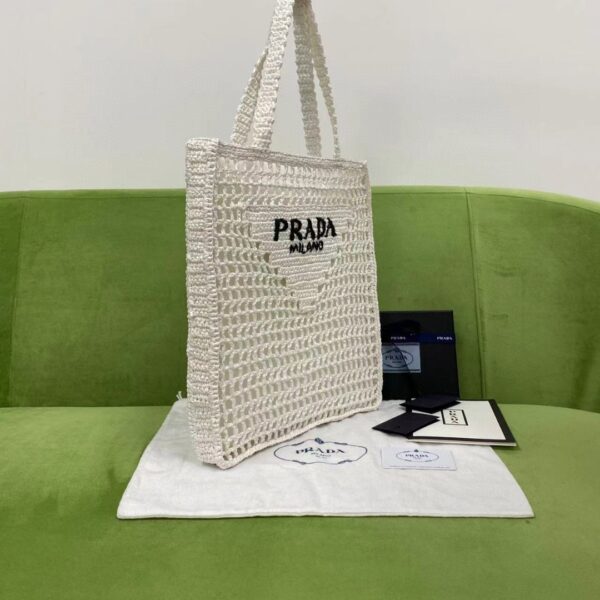 Prada Raffia Tote Bag White For Women, Women's Bags 14.9in/38cm 1BG393_2A2T_F0009_V_OOO