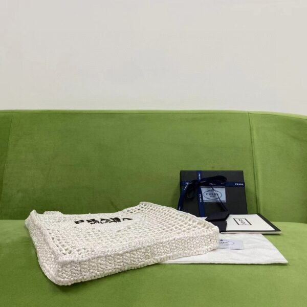 Prada Raffia Tote Bag White For Women, Women's Bags 14.9in/38cm 1BG393_2A2T_F0009_V_OOO