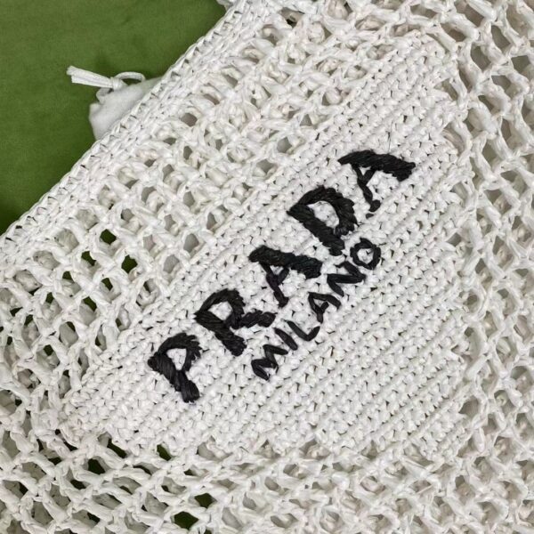 Prada Raffia Tote Bag White For Women, Women's Bags 14.9in/38cm 1BG393_2A2T_F0009_V_OOO