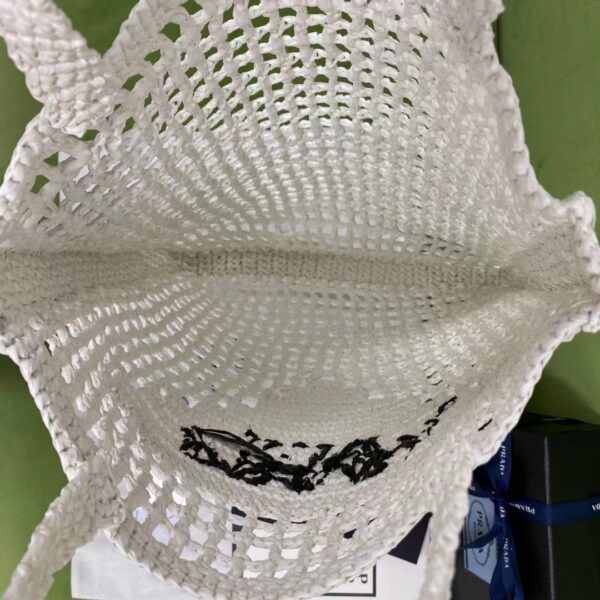 Prada Raffia Tote Bag White For Women, Women's Bags 14.9in/38cm 1BG393_2A2T_F0009_V_OOO