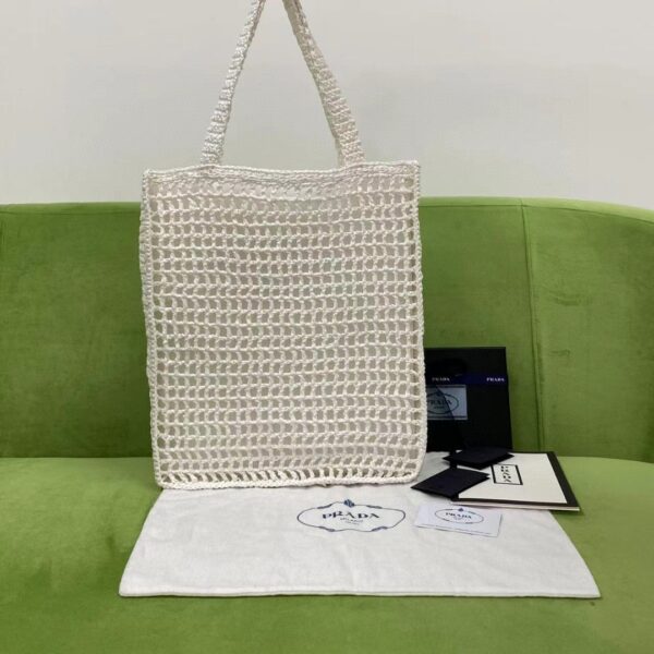Prada Raffia Tote Bag White For Women, Women's Bags 14.9in/38cm 1BG393_2A2T_F0009_V_OOO