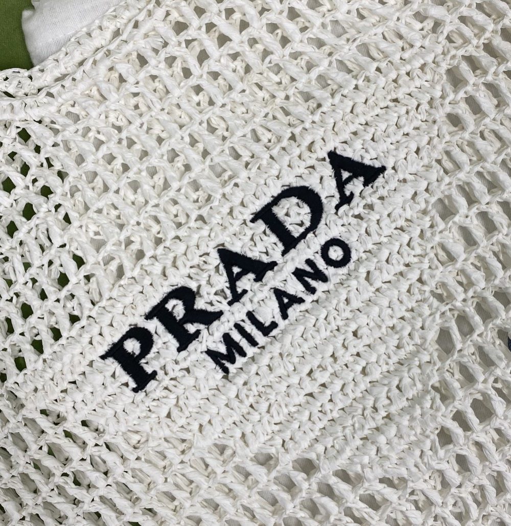 Prada Raffia Tote Bag White For Women, Women's Bags 20in/51cm 1BG424_2A2T_F0009_V_OOO