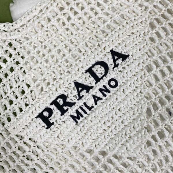 Prada Raffia Tote Bag White For Women, Women's Bags 20in/51cm 1BG424_2A2T_F0009_V_OOO