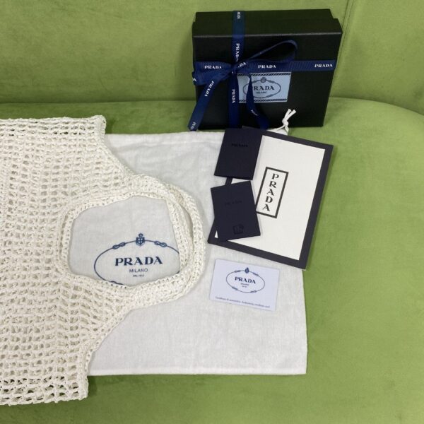 Prada Raffia Tote Bag White For Women, Women's Bags 20in/51cm 1BG424_2A2T_F0009_V_OOO