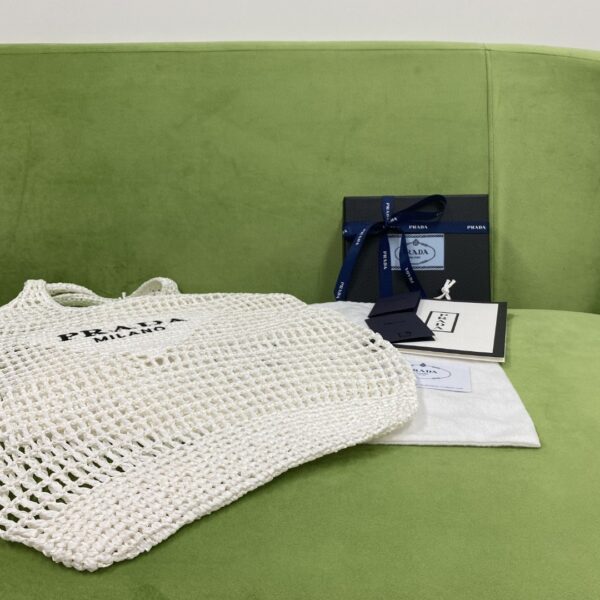 Prada Raffia Tote Bag White For Women, Women's Bags 20in/51cm 1BG424_2A2T_F0009_V_OOO