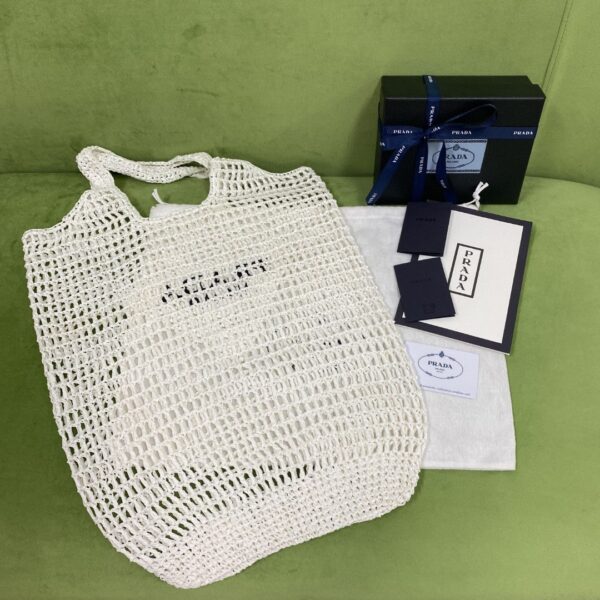Prada Raffia Tote Bag White For Women, Women's Bags 20in/51cm 1BG424_2A2T_F0009_V_OOO