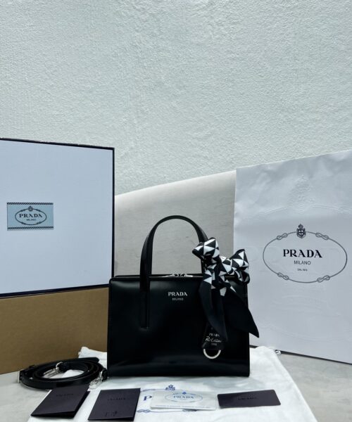 Prada Re-Edition 1995 Brushed Mini Handbag Black For Women, Women's Bags 8.6in/22cm