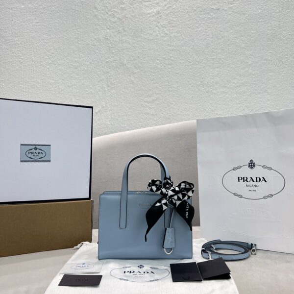 Prada Re-Edition 1995 Brushed Mini Handbag Blue For Women, Women's Bags 8.6in/22cm