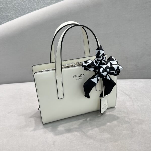 Prada Re-Edition 1995 Brushed Mini Handbag White For Women, Women's Bags 8.6in/22cm