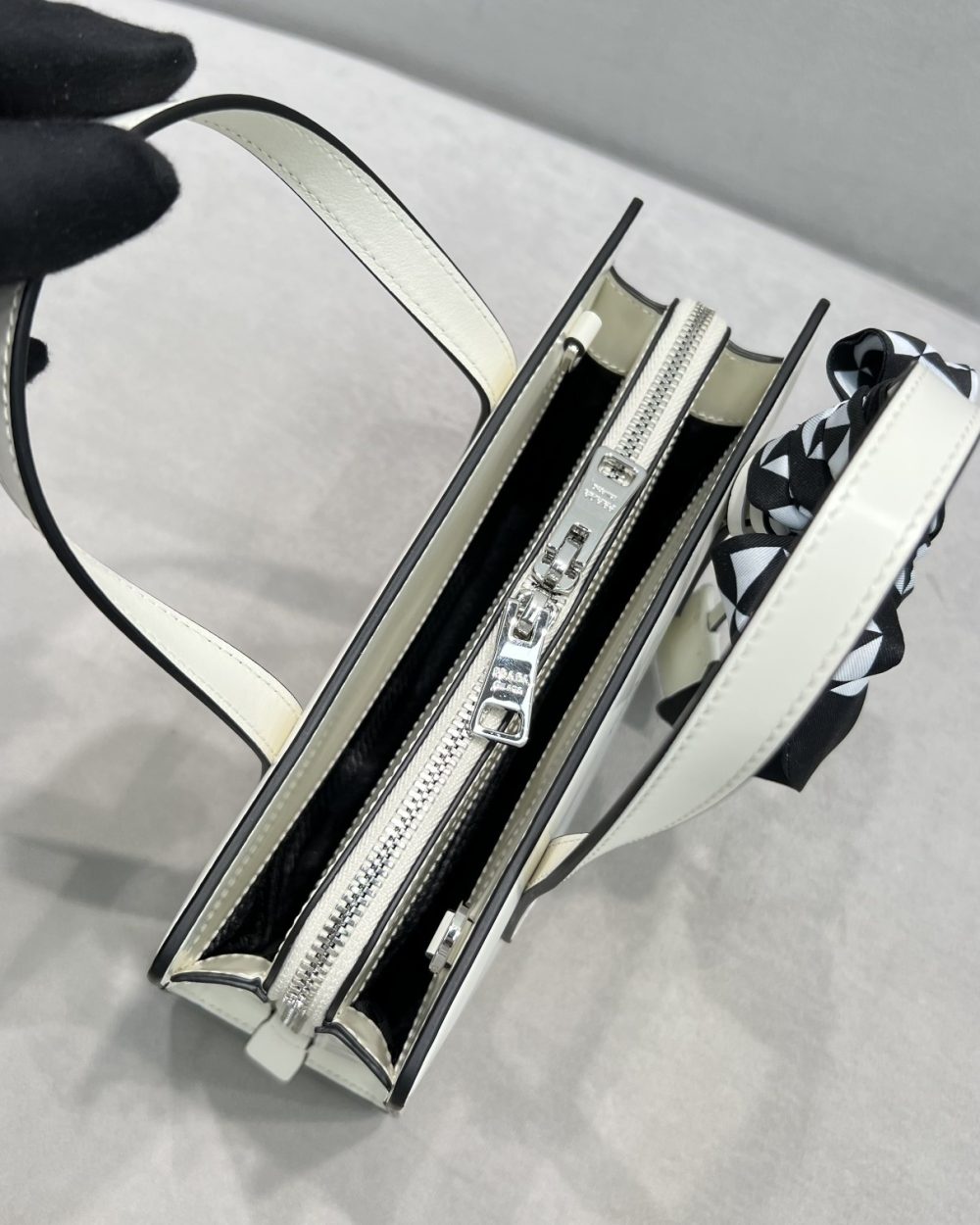 Prada Re-Edition 1995 Brushed Mini Handbag White For Women, Women's Bags 8.6in/22cm