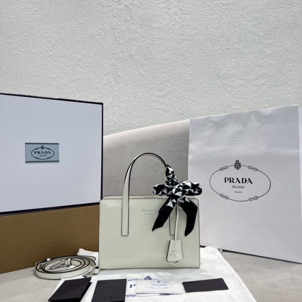 Prada Re-Edition 1995 Brushed Mini Handbag White For Women, Women's Bags 8.6in/22cm