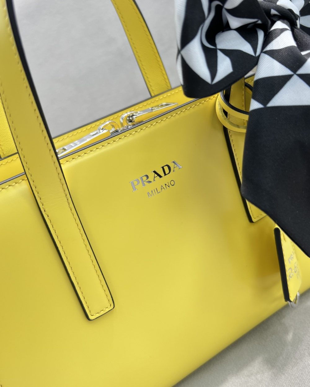 Prada Re-Edition 1995 Brushed Mini Handbag Yellow For Women, Women's Bags 8.6in/22cm