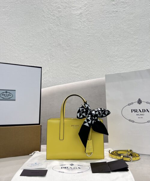 Prada Re-Edition 1995 Brushed Mini Handbag Yellow For Women, Women's Bags 8.6in/22cm