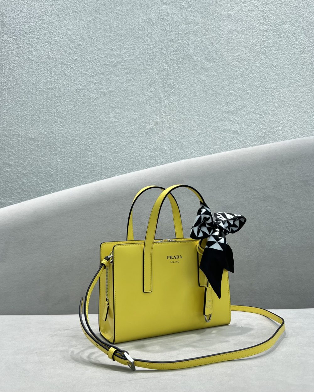 Prada Re-Edition 1995 Brushed Mini Handbag Yellow For Women, Women's Bags 8.6in/22cm