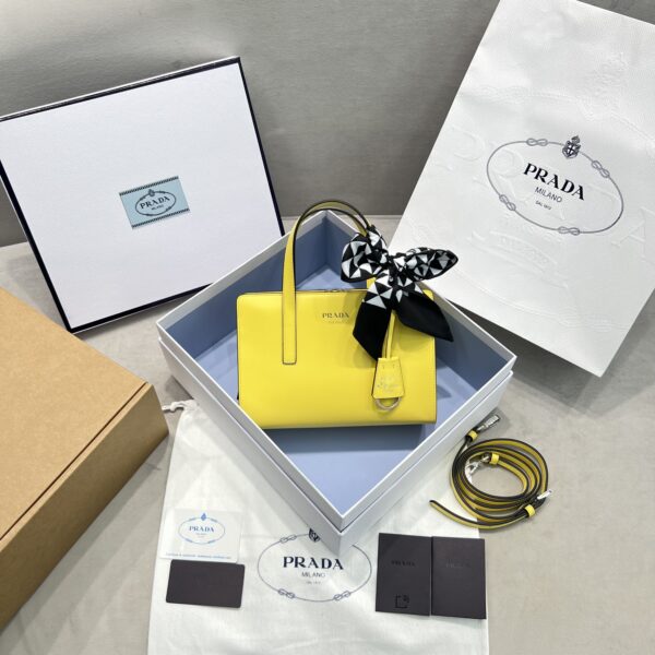 Prada Re-Edition 1995 Brushed Mini Handbag Yellow For Women, Women's Bags 8.6in/22cm
