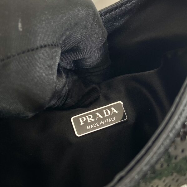 Prada Re-Edition 2000 Sequined Re-Nylon Mini-Bag Black For Women, Women's Bags 8.6in/22cm 1NE515_2D0Y_F0967