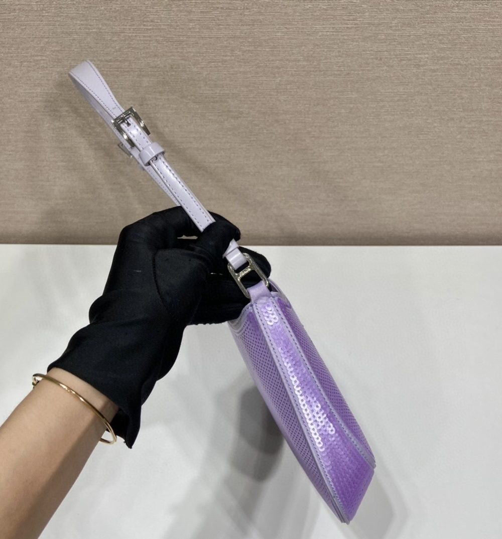 Prada Re-Edition 2000 Sequined Re-Nylon Mini-Bag Blue For Women, Women's Bags 8.6in/22cm