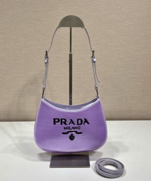 Prada Re-Edition 2000 Sequined Re-Nylon Mini-Bag Blue For Women, Women's Bags 8.6in/22cm