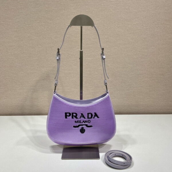 Prada Re-Edition 2000 Sequined Re-Nylon Mini-Bag Blue For Women, Women's Bags 8.6in/22cm