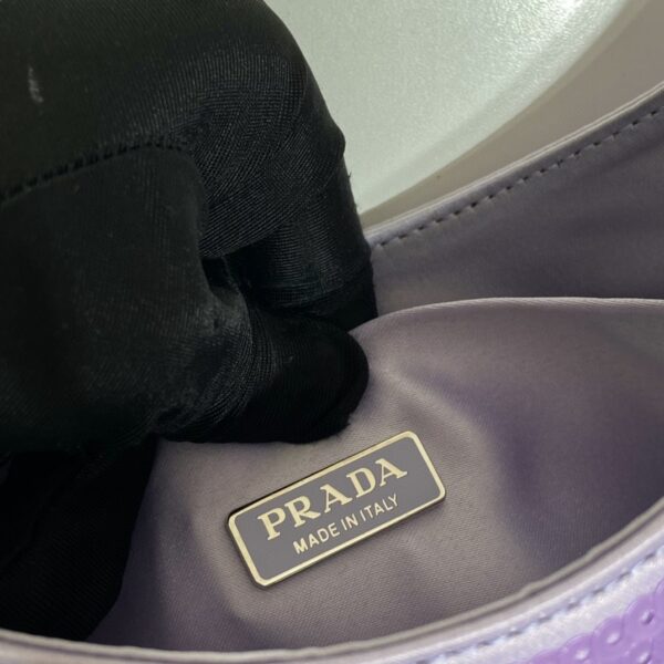 Prada Re-Edition 2000 Sequined Re-Nylon Mini-Bag Blue For Women, Women's Bags 8.6in/22cm