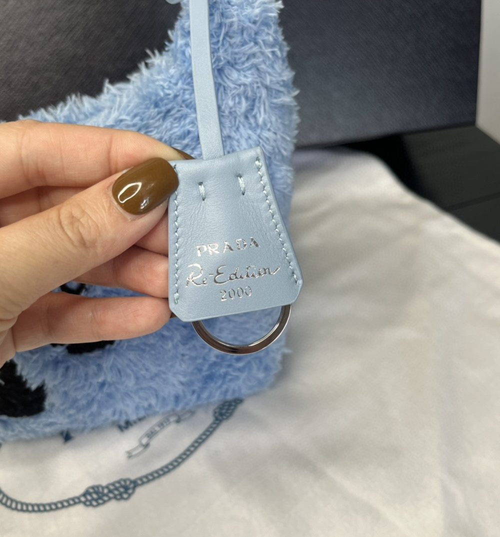 Prada Re-Edition 2000 Terry Mini-Bag Blue For Women, Women's Bags 8.6in/22cm 1NE515_2DXO_F0D4O