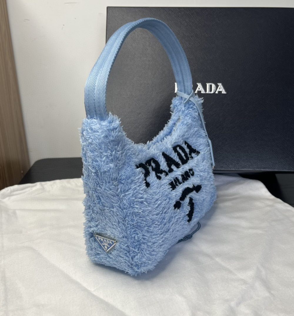 Prada Re-Edition 2000 Terry Mini-Bag Blue For Women, Women's Bags 8.6in/22cm 1NE515_2DXO_F0D4O