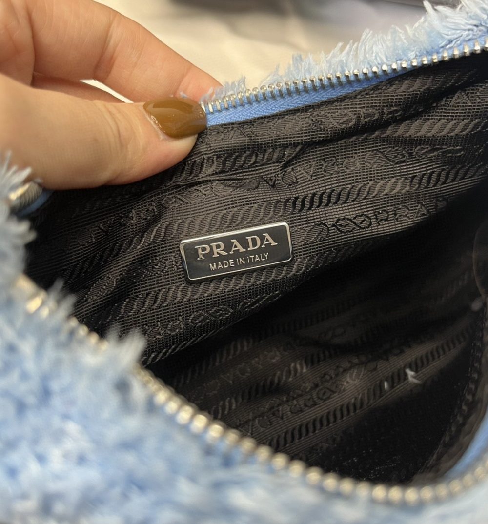 Prada Re-Edition 2000 Terry Mini-Bag Blue For Women, Women's Bags 8.6in/22cm 1NE515_2DXO_F0D4O