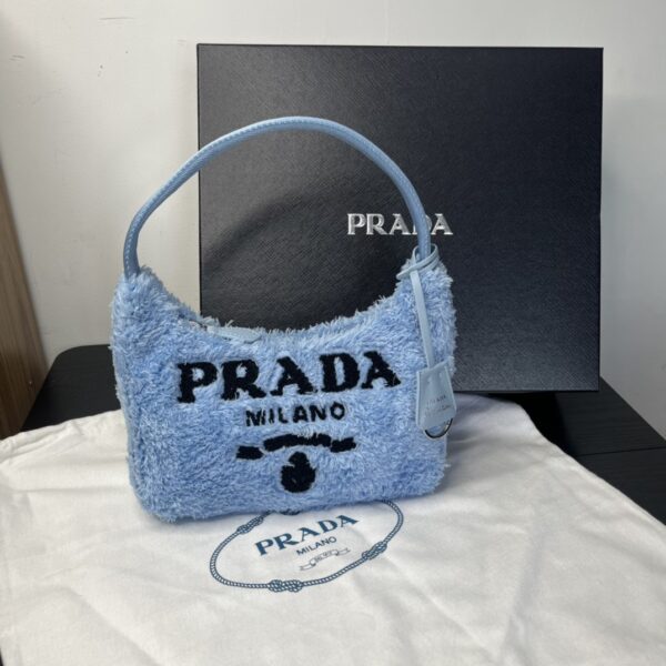 Prada Re-Edition 2000 Terry Mini-Bag Blue For Women, Women's Bags 8.6in/22cm 1NE515_2DXO_F0D4O