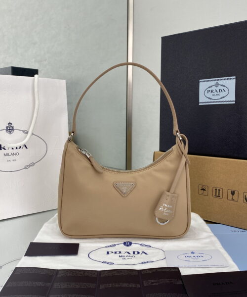 Prada Re-Edition 2005 Re-Nylon Mini Bag Beige For Women, Women's Bags 8.6in/22cm