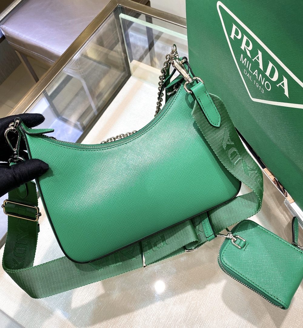 Prada Re-Edition 2005 Re-Nylon Mini Bag Green For Women, Women's Bags 8.6in/22cm