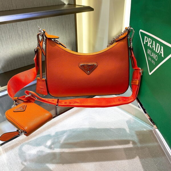 Prada Re-Edition 2005 Re-Nylon Mini Bag Orange For Women, Women's Bags 8.6in/22cm