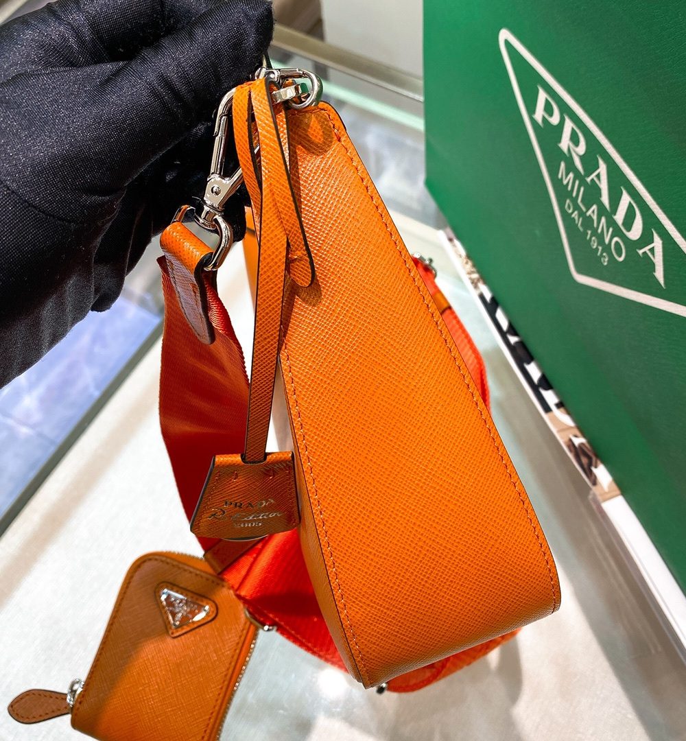 Prada Re-Edition 2005 Re-Nylon Mini Bag Orange For Women, Women's Bags 8.6in/22cm