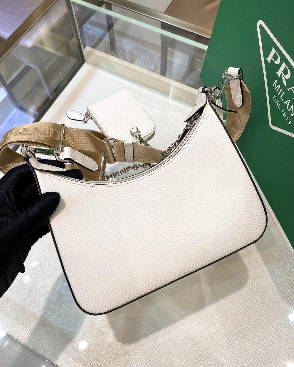 Prada Re-Edition 2005 Re-Nylon Mini Bag White For Women, Women's Bags 8.6in/22cm