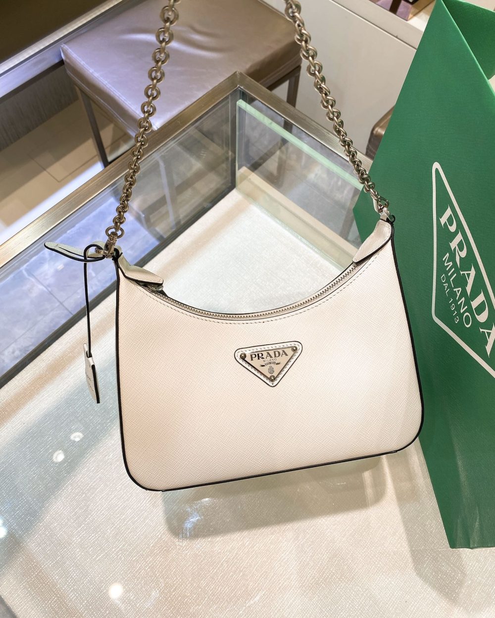 Prada Re-Edition 2005 Re-Nylon Mini Bag White For Women, Women's Bags 8.6in/22cm