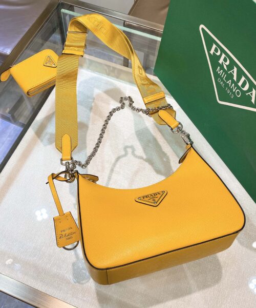 Prada Re-Edition 2005 Re-Nylon Mini Bag Yellow For Women, Women's Bags 8.6in/22cm