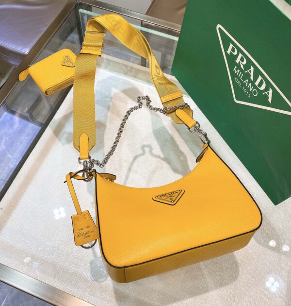 Prada Re-Edition 2005 Re-Nylon Mini Bag Yellow For Women, Women's Bags 8.6in/22cm