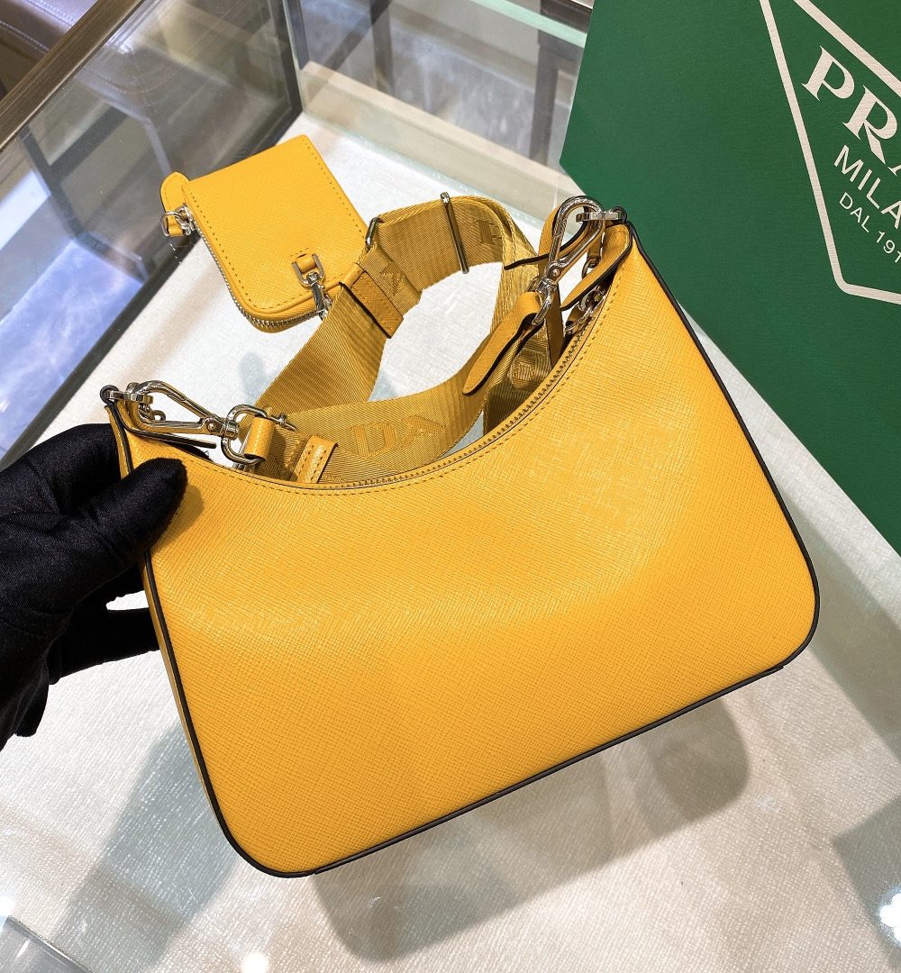 Prada Re-Edition 2005 Re-Nylon Mini Bag Yellow For Women, Women's Bags 8.6in/22cm
