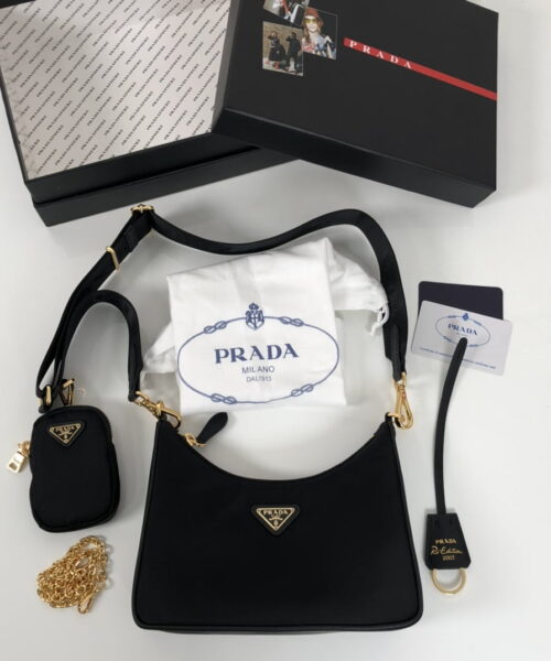 Prada Re-Edition 2005 Saffiano Bag Black For Women, Women's Bags 8.6in/22cm 1BH204_NZV_F0632_V_V2M