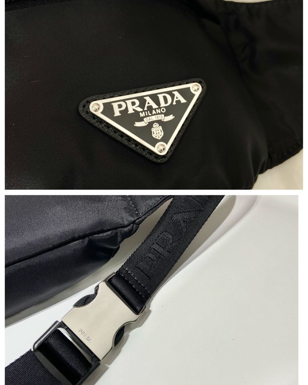 Prada Re-Nylon And Saffiano Belt Bag Black For Women, Women's Bags 10.2in/26cm 2VL034_1WQ8_F0002_V_ADS