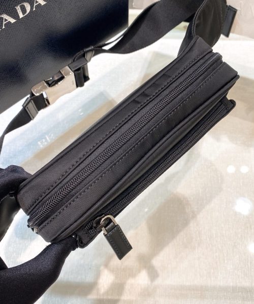 Prada Re-Nylon And Saffiano Belt Bag Black For Women, Women's Bags 8.2in/21cm 2VL977_2DMG_F0002_V_WOO