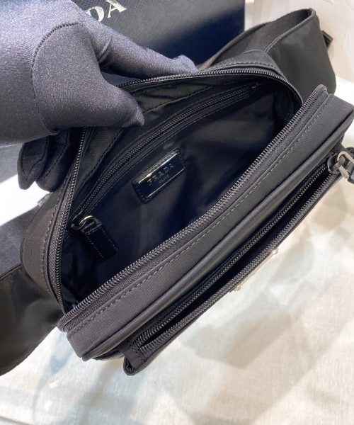 Prada Re-Nylon And Saffiano Belt Bag Black For Women, Women's Bags 8.2in/21cm 2VL977_2DMG_F0002_V_WOO