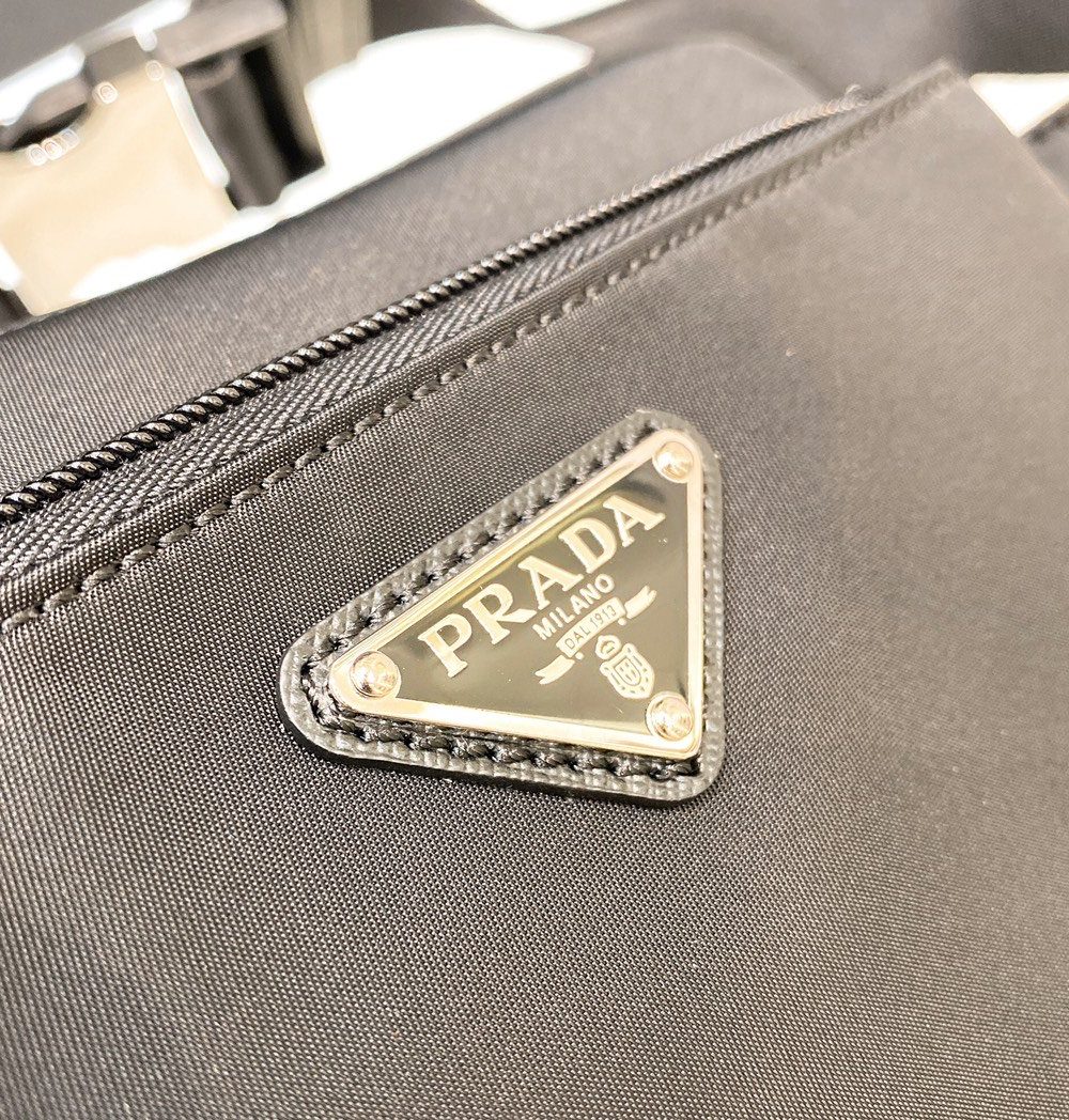 Prada Re-Nylon And Saffiano Belt Bag Black For Women, Women's Bags 8.2in/21cm 2VL977_2DMG_F0002_V_WOO