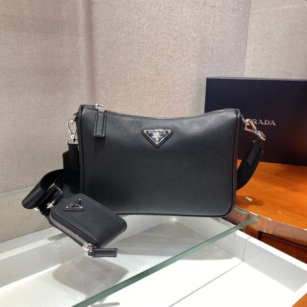 Prada Re-Nylon And Saffiano Shoulder Bag Black For Women, Women's Bags 9.4in/24cm 2VH113_2DMH_F0002_V_OOP