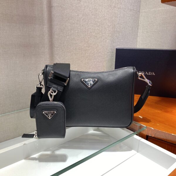 Prada Re-Nylon And Saffiano Shoulder Bag Black For Women, Women's Bags 9.4in/24cm 2VH113_2DMH_F0002_V_OOP