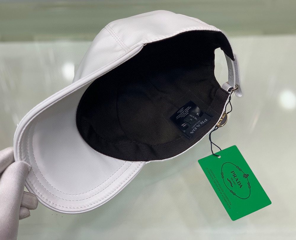 Prada Re-Nylon Baseball Cap White Prada Cap 1HC274_2DMI_F0009