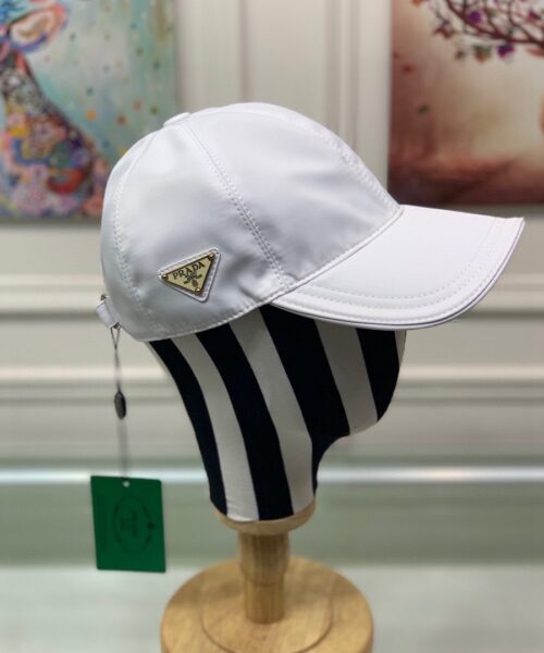 Prada Re-Nylon Baseball Cap White Prada Cap 1HC274_2DMI_F0009