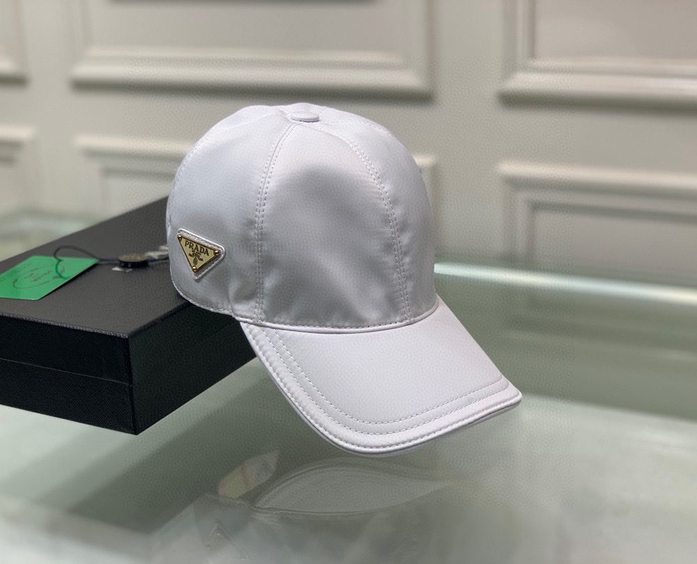 Prada Re-Nylon Baseball Cap White Prada Cap 1HC274_2DMI_F0009