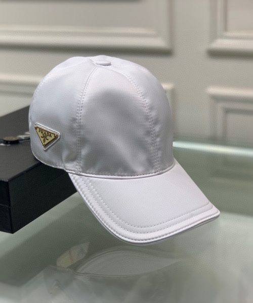 Prada Re-Nylon Baseball Cap White Prada Cap 1HC274_2DMI_F0009